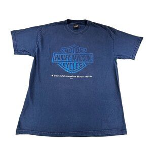 2003 Harley Davidson Las Vegas T-Shirt Blue Size L Bar Shield  Chrome USA